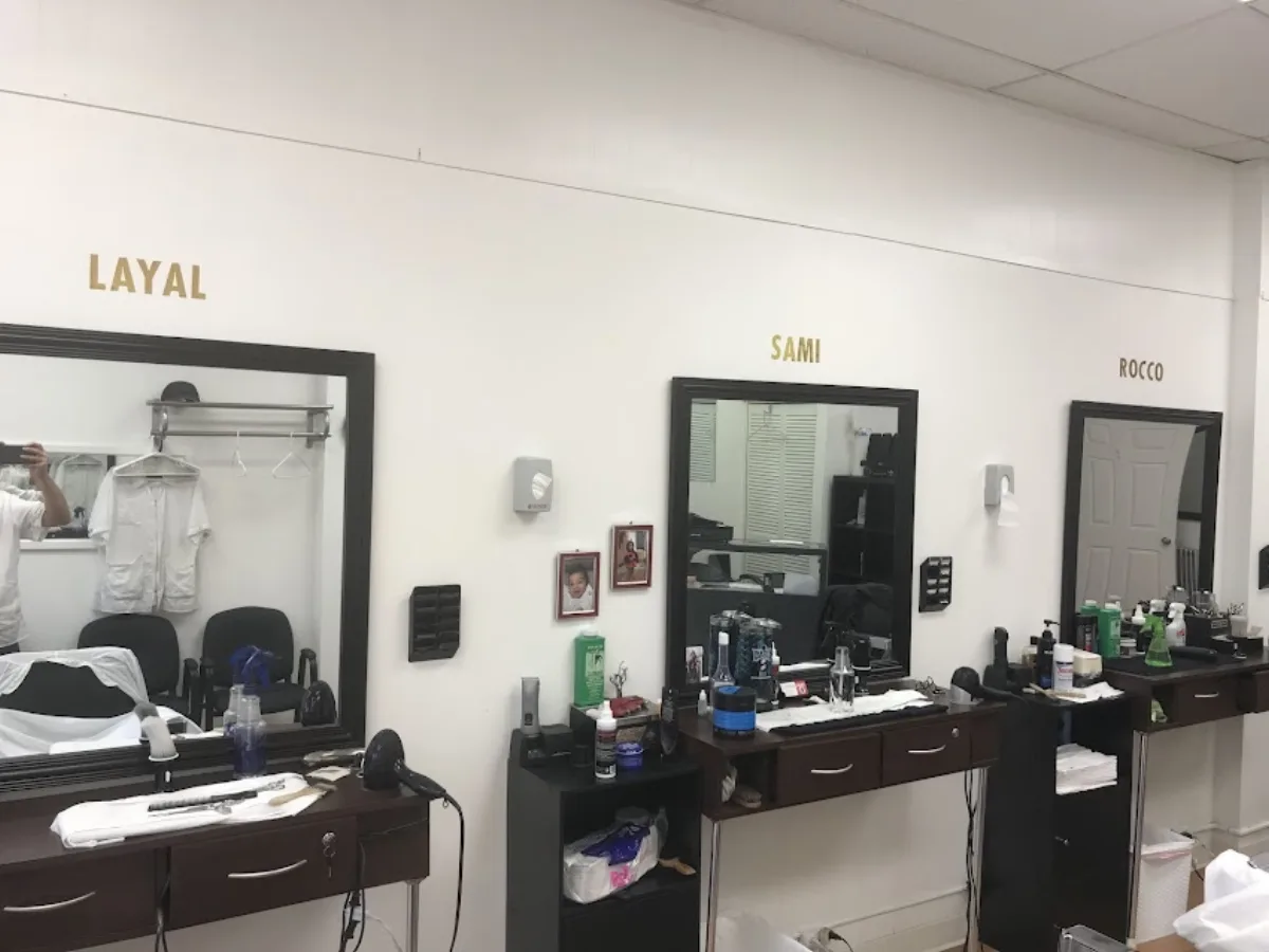 Three barber stations inside Joe’s Barbershop